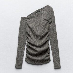 ZARA TEXTURED ASYMMETRIC TOP
